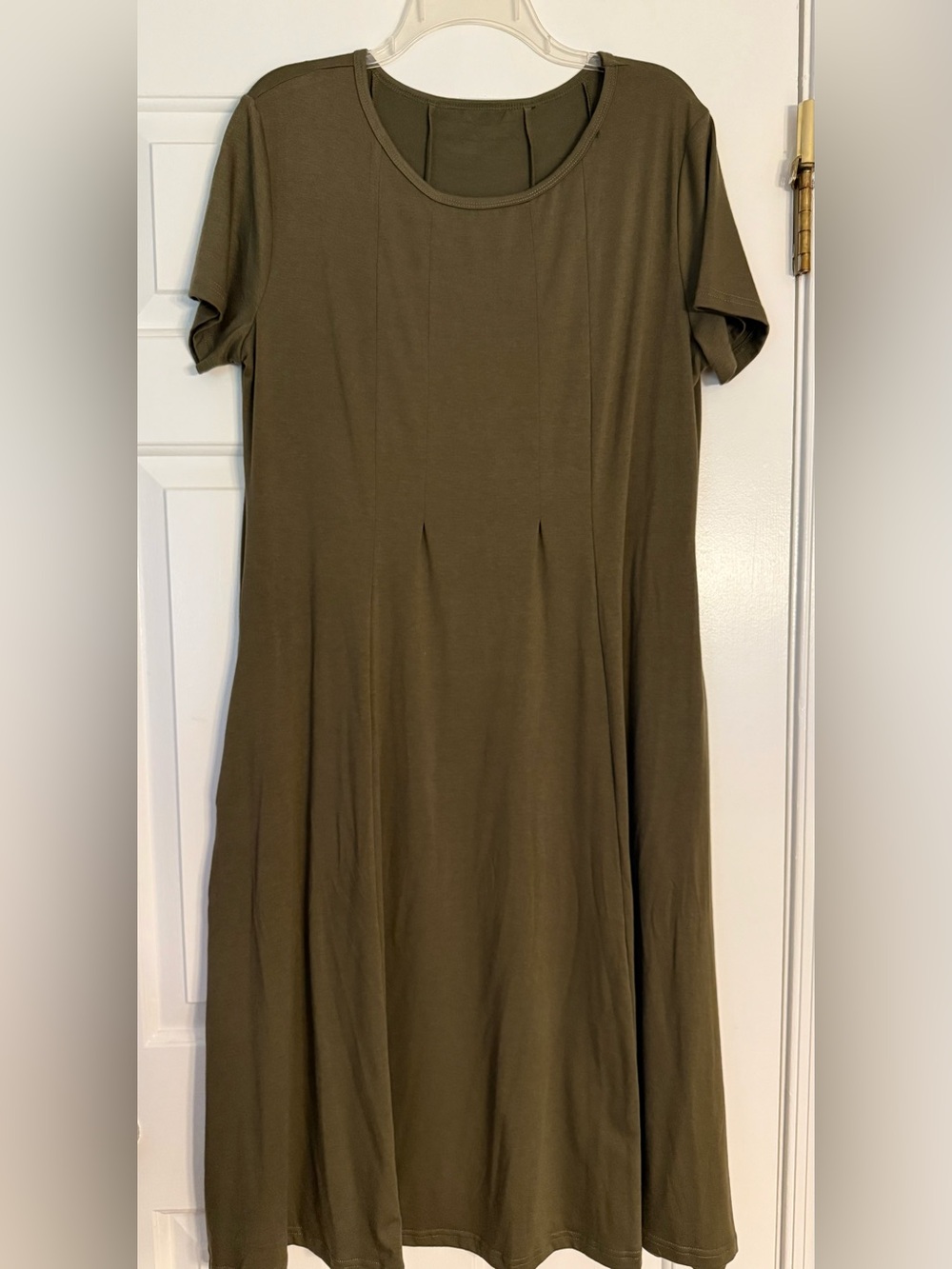 Classic Olive Short Sleeve A-Line Dress